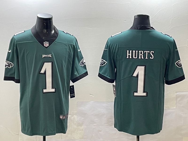 Men Philadelphia Eagles #1 Hurts Green 2025 Nike Vapor Limited NFL Jersey style 1